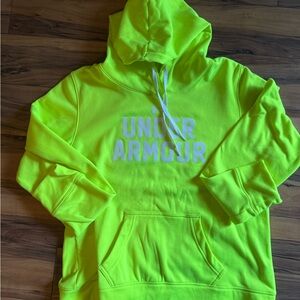 💛 Under Armour Neon Yellow Hoodie - XL - Semi-Fitted